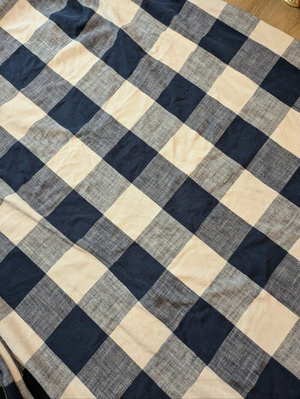 Pottery Barn Navy Bryce KING/CAL Duvet Cover Buffalo Check Plaid Cabin Lodge